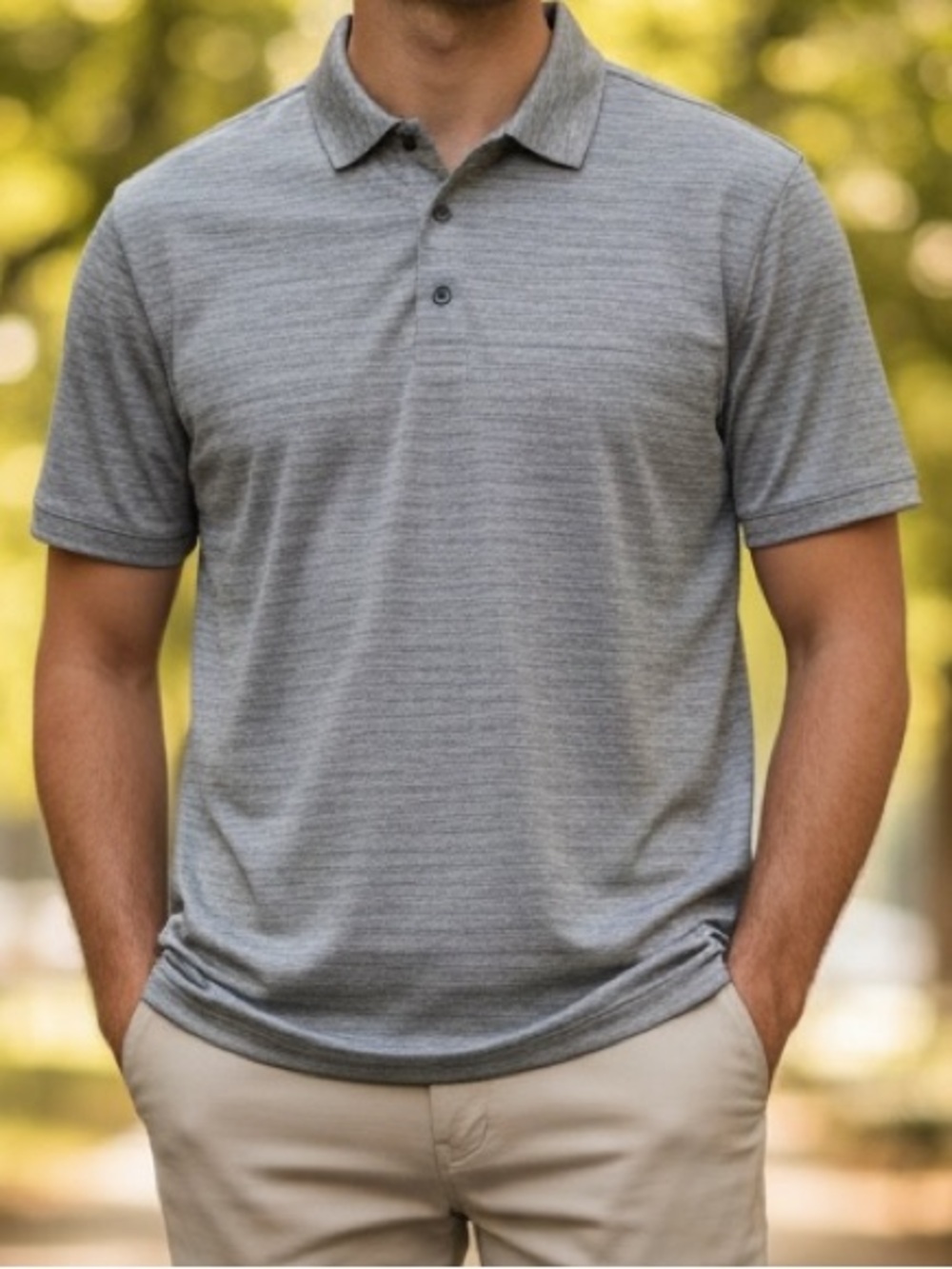 Men's Heather Grey Short-Sleeve Polo Shirt